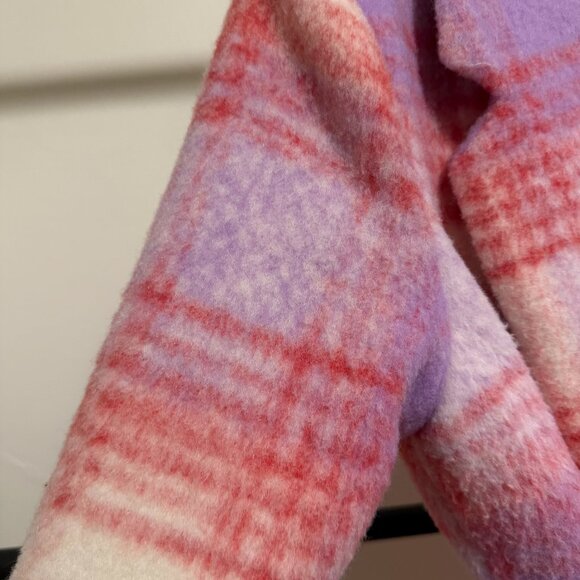 Anthropologie Hutch Pink & Purple Plaid Tie-Waist Coat Medium - Picture 9 of 16